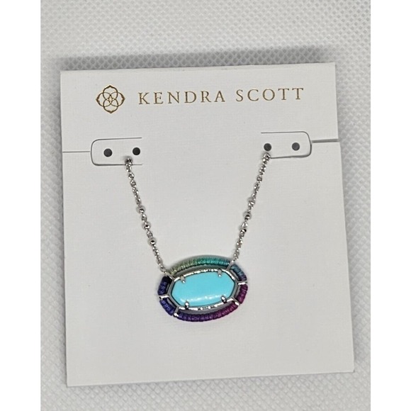 Kendra Scott Handmade Necklace Rhodium Plated Crystal Mother Of Pearl Charm NWT - Picture 9 of 10